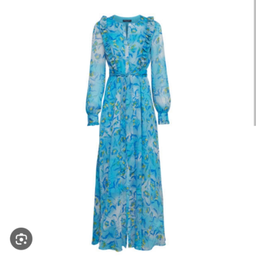 Prabal Gurung x JC Penney Blue Floral Ruffled Maxi Dress